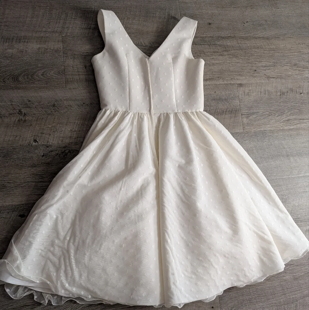 Dolly Parton Couture Bride White Polka dot Swing Wedding Dress Lg Retro Vintage - Picture 7 of 13